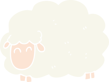 Bir insan tarafından çizilen koyunun düz renk çizimi