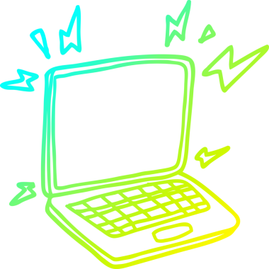 Bir insan tarafından çizilmiş bir dizüstü bilgisayarın soğuk gradyan çizimi