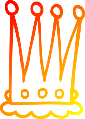 Bir insan tarafından çizilmiş bir karikatür tacının sıcak gradyan çizimi