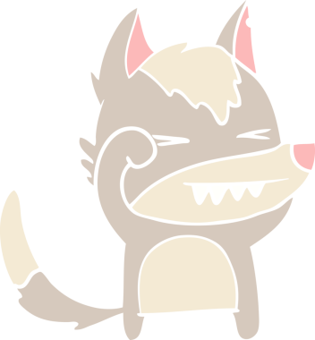 Bir insan tarafından çizilmiş yorgun kurt düz renkli çizgi film.