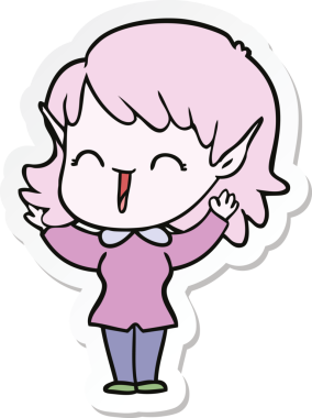 Bir insan tarafından çizilmiş bir elf kızının çıkartması.