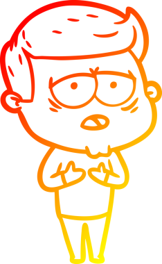 Bir insan tarafından çizilmiş, yorgun bir adamın çizgi çizimi.