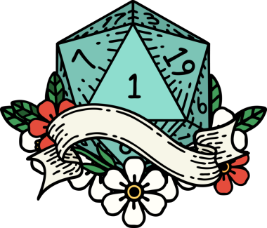 Retro Dövme Biçimi Doğal Bir d20 zar bir insan tarafından çizildi