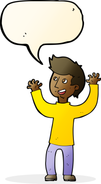 Bir insan tarafından çizilmiş konuşma balonlu mutlu adam çizgi filmi.