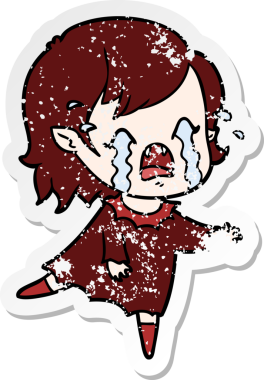 Bir insan tarafından çizilmiş ağlayan vampir bir karikatür çıkartması.