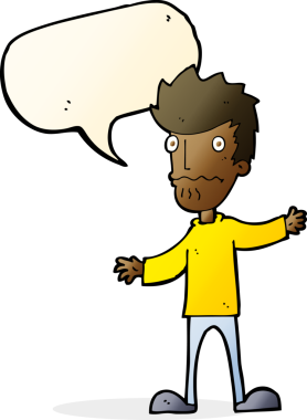 Bir insan tarafından çizilmiş konuşma balonlu sinirli bir adam.