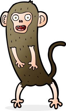 Bir insan tarafından çizilmiş çılgın bir maymun.