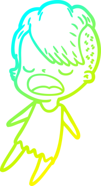 Bir insan tarafından çizilmiş havalı bir hippi kızın soğuk gradyan çizimi.