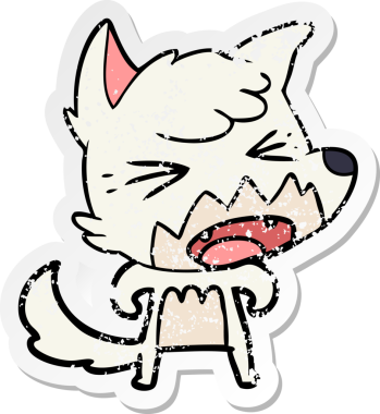 Bir insan tarafından çizilmiş kızgın bir tilkinin sıkıntılı çıkartması.