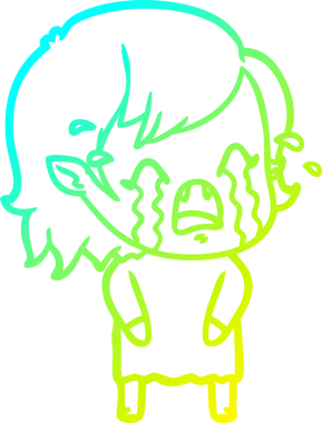 Bir insan tarafından çizilmiş ağlayan vampir kız çizgi filmi.