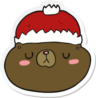 Bir insan tarafından çizilmiş bir karikatür noel ayısının çıkartması.