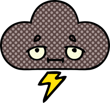 Bir insan tarafından çizilmiş bir fırtına bulutunun karikatürü.