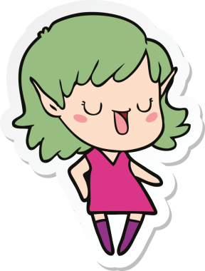 Bir insan tarafından çizilmiş bir elf kızının çıkartması.