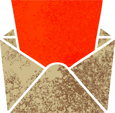 Retro illüstrasyon tarzı tuhaf karikatür harfi ve bir insan tarafından çizilmiş zarf