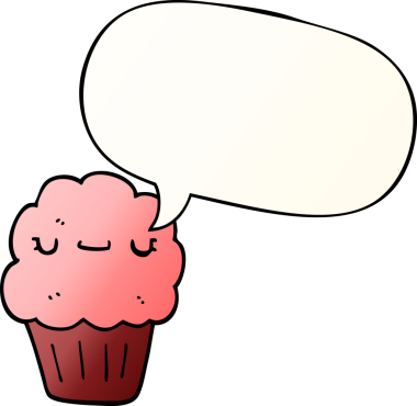 Bir insan tarafından çizilmiş düzgün eğimli konuşma baloncuklu çizgi film keki.