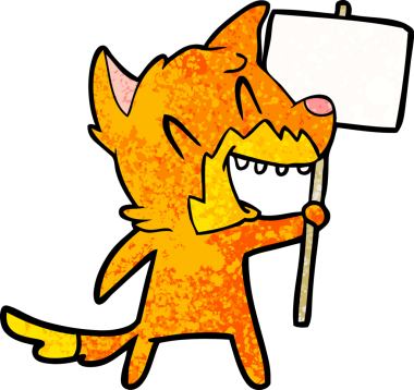 Bir insan tarafından çizilmiş gülen tilki çizgi filmi.