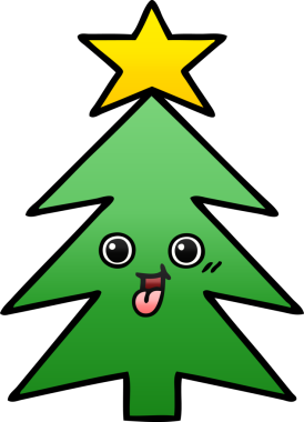 Bir insan tarafından çizilmiş bir noel ağacının gölgeli karikatürü.