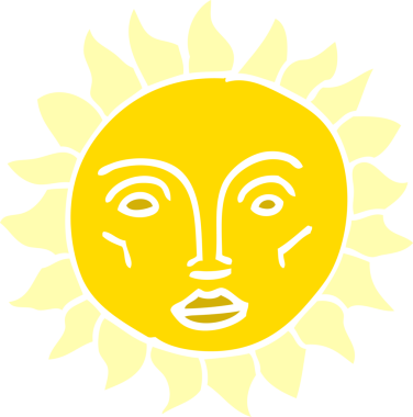 Bir insan tarafından çizilmiş geleneksel güneş yüzünü karala