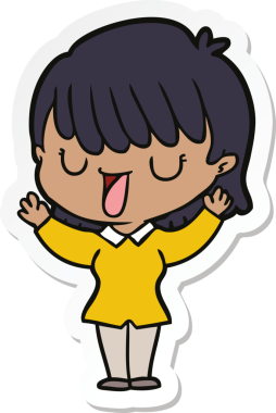 Bir insan tarafından çizilmiş bir karikatür kadının çıkartması.