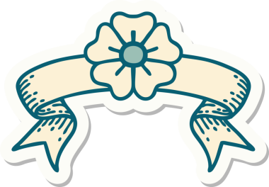 Bir insan tarafından çizilmiş çiçek pankartıyla dövme stili