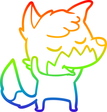 Bir insan tarafından çizilmiş dost bir tilkinin çizdiği gökkuşağı gradyan çizgisi.