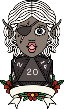 Retro Dövme Tarzı Bir insan tarafından çizilmiş doğal yirmilik zarlı düzenbaz karakter