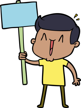 Bir insan tarafından çizilmiş heyecanlı bir çizgi film.