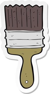 Bir insan tarafından çizilmiş karikatür boya fırçasının çıkartması.