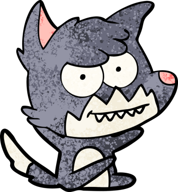 Bir insan tarafından çizilmiş sırıtan tilki çizgi filmi.