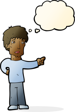 Bir insan tarafından çizilmiş düşünce baloncuğu olan bir adam.