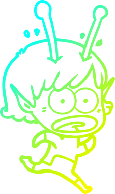 Bir çizgi film karakteri, bir insan tarafından çizilmiş soğuk gradyan çizimi.