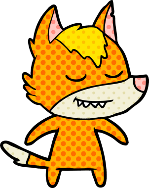 Bir insan tarafından çizilmiş tilki çizgi film karakteri