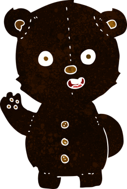 Bir insan tarafından çizilmiş sevimli çizgi film kara ayısı.