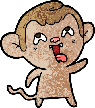 Bir insan tarafından çizilmiş çılgın çizgi film maymunu