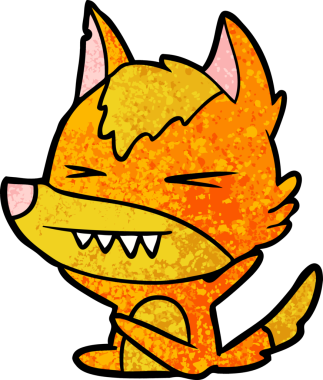 Bir insan tarafından çizilmiş tilki çizgi film karakteri