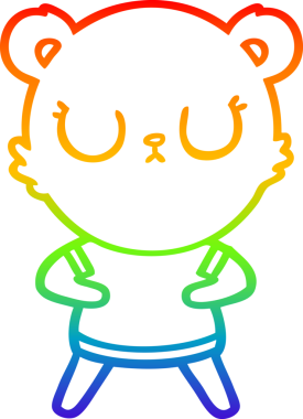 Bir insan tarafından çizilmiş barışçıl bir ayının gökkuşağı gradyanı çizimi