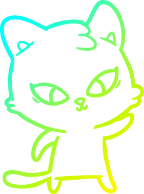 Bir insan tarafından çizilmiş bir çizgi film kedisinin soğuk gradyan çizgisi.