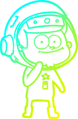 Bir insan tarafından çizilmiş mutlu bir astronot çizgi filmi.