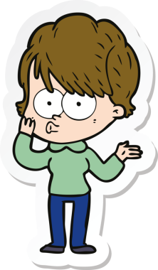 Bir insan tarafından çizilmiş bir karikatür kadının çıkartması.