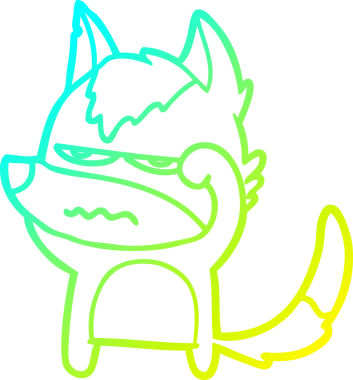 Bir insan tarafından çizilmiş, kızgın bir kurdun soğuk çizgi çizimi.