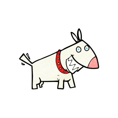 Bir insan tarafından çizilmiş çizgi film köpeği.