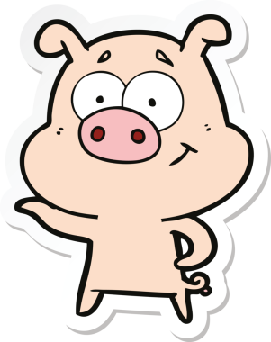 Bir insan tarafından çizilmiş bir domuzun çıkartması.