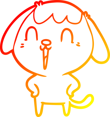 Bir insan tarafından çizilmiş mutlu bir köpeğin sıcak çizgi çizimi.