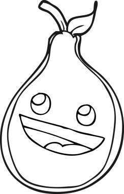 Bir insan tarafından çizilmiş siyah beyaz bir armut.