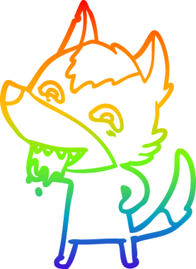 Gökkuşağı gradyan çizgisi insan tarafından çizilmiş aç bir kurt çizgi.