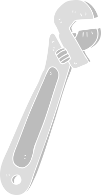 Bir insan tarafından çizilen ayarlanabilir anahtarın düz renk çizimi