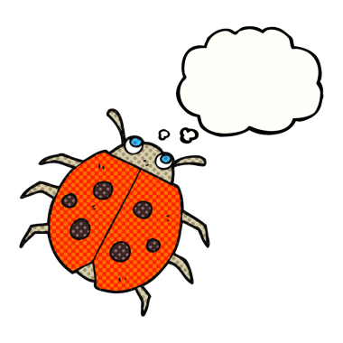 Bir insan tarafından çizilmiş serbest çizim baloncuk uğur böceği.