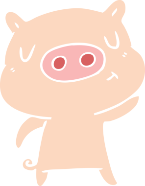 Düz renkli çizgi film içerikli domuz insan tarafından çizilmiş.