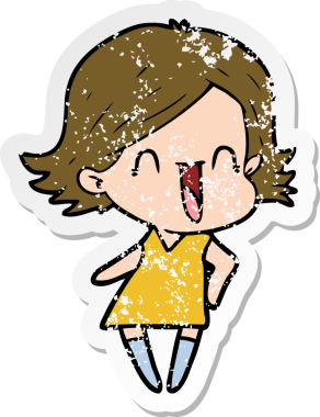 Bir insan tarafından çizilmiş mutlu bir karikatür çıkartması.