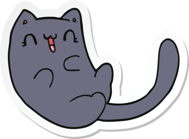 Bir insan tarafından çizilmiş çizgi film kedisinin çıkartması.